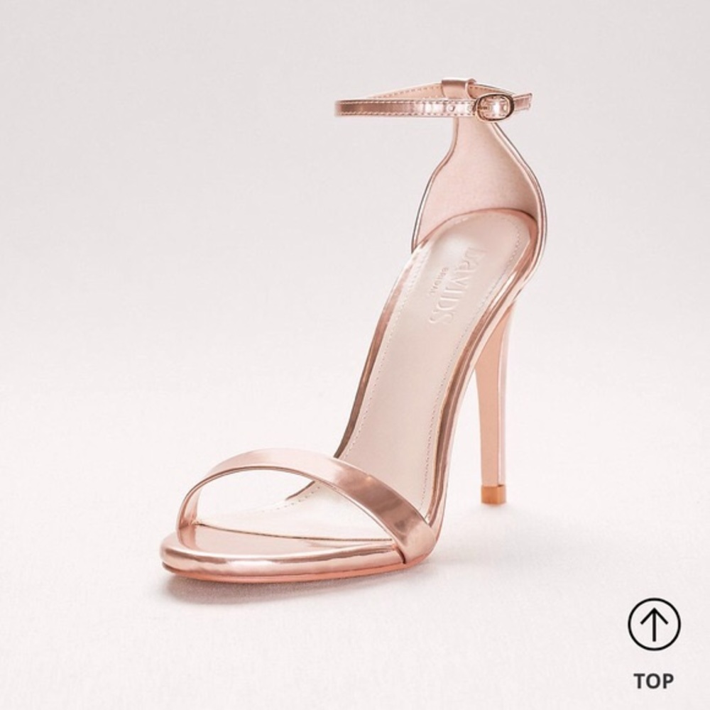 Rose Gold Patent Leather High Heel w/ Ankle Strap